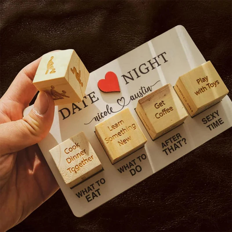 Wooden Decision Dice Set for Adults - Perfect for Date Nights, Parties, and Valentine's Day Gifts