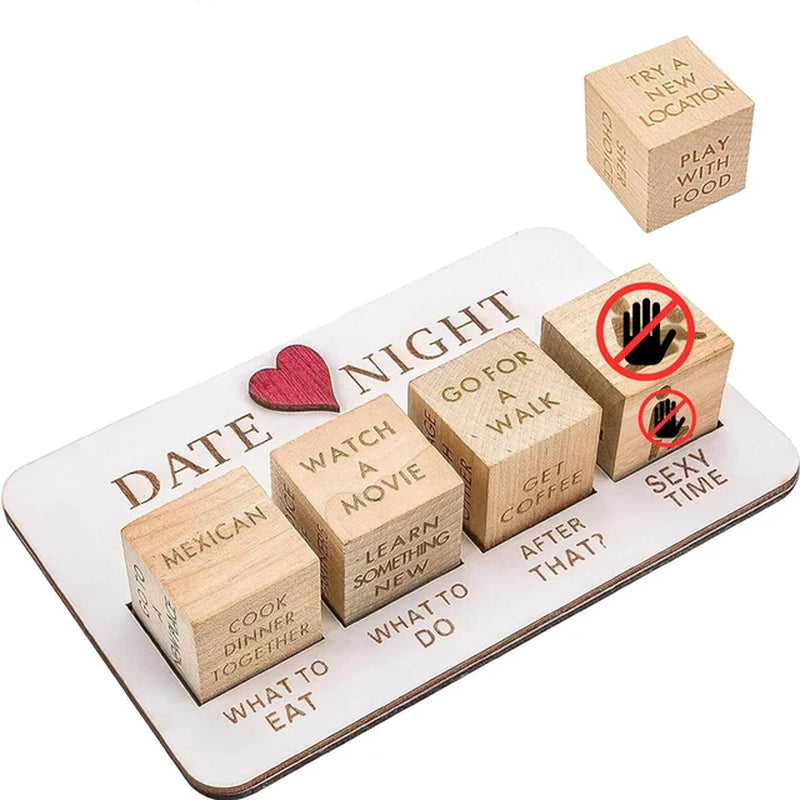 Wooden Decision Dice Set for Adults - Perfect for Date Nights, Parties, and Valentine's Day Gifts