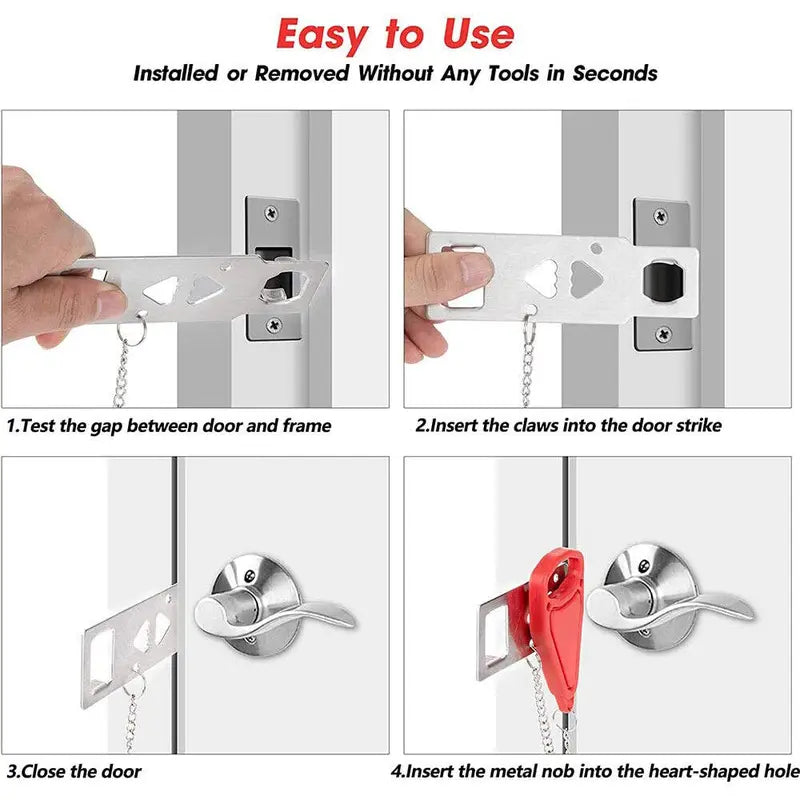 Portable Door Lock Security Device for Travel, Home, Hotel, Living Motel, Dorm