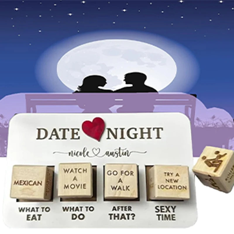 Wooden Decision Dice Set for Adults - Perfect for Date Nights, Parties, and Valentine's Day Gifts