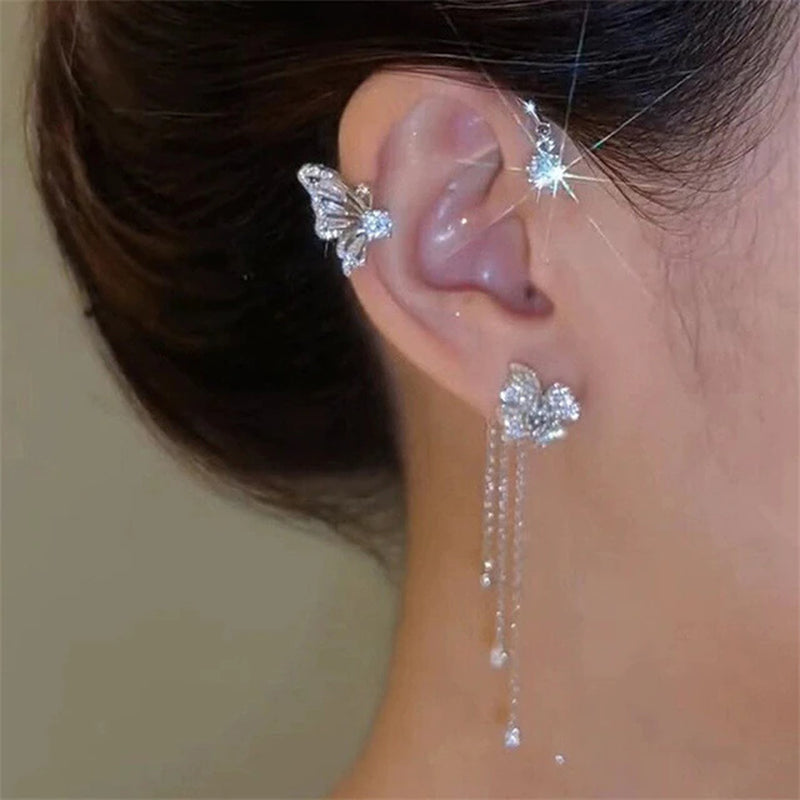 Zircon Butterfly Ear Cuff: Clip-on, Korean Style, No Piercing ...